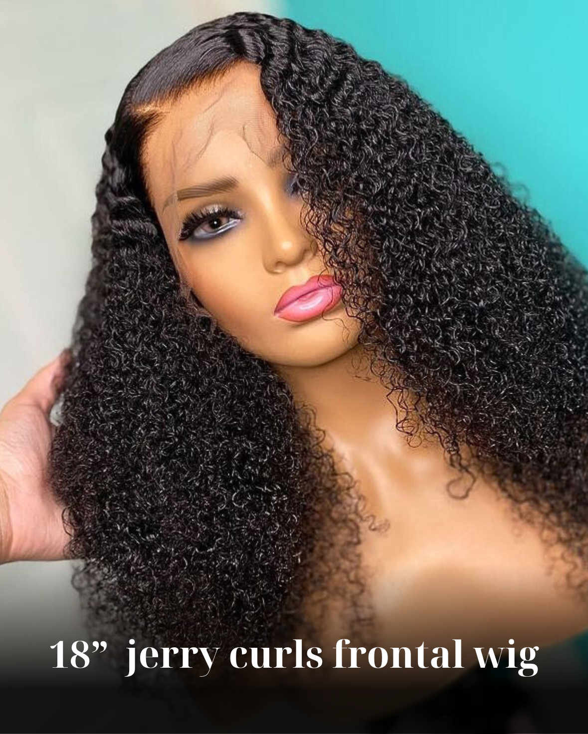 18” jerry curls double drawn frontal wig
